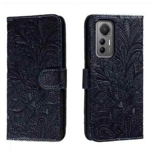 For Xiaomi 12 Lite Lace Flower Embossing Flip Leather Phone Case(Dark Blue)