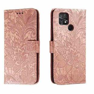 For Xiaomi Poco C40 Lace Flower Embossing Flip Leather Phone Case(Rose Gold)