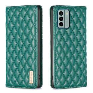 For Nokia G22 Diamond Lattice Magnetic Leather Flip Phone Case(Green)