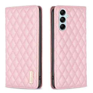 For Samsung Galaxy M14 5G Diamond Lattice Magnetic Leather Flip Phone Case(Pink)