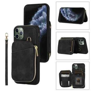 For iPhone 11 Pro Max Zipper Card Bag Back Cover Phone Case(Black)