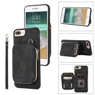 For iPhone SE 2022 / 2020 / 8 / 7 Zipper Card Bag Back Cover Phone Case(Black)