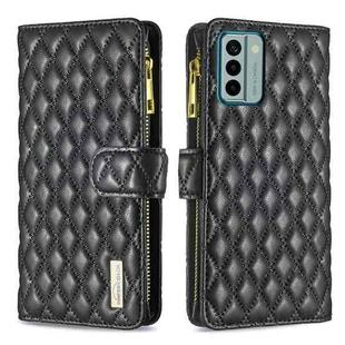 For Nokia G22 Diamond Lattice Zipper Wallet Leather Flip Phone Case(Black)