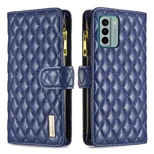 For Nokia G22 Diamond Lattice Zipper Wallet Leather Flip Phone Case(Blue)
