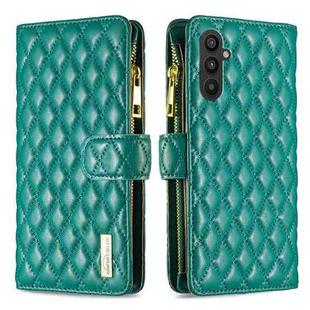 For Samsung Galaxy A24 4G Diamond Lattice Zipper Wallet Leather Flip Phone Case(Green)