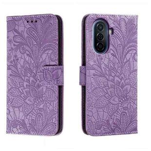 For Huawei Enjoy 50 Lace Flower Embossing Flip Leather Phone Case(Purple)