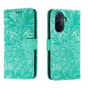 For Huawei Enjoy 50 Lace Flower Embossing Flip Leather Phone Case(Green)