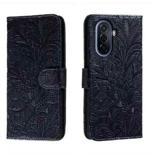 For Huawei Enjoy 50 Lace Flower Embossing Flip Leather Phone Case(Dark Blue)