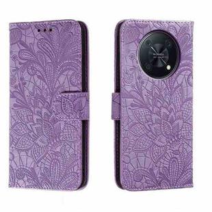 For Huawei Enjoy 50 Pro Lace Flower Embossing Flip Leather Phone Case(Purple)