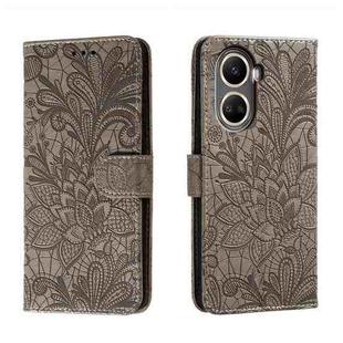 For Huawei nova 10 SE Lace Flower Embossing Flip Leather Phone Case(Grey)