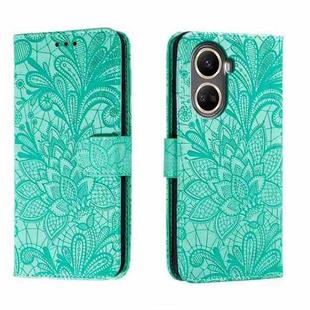 For Huawei nova 10 SE Lace Flower Embossing Flip Leather Phone Case(Green)