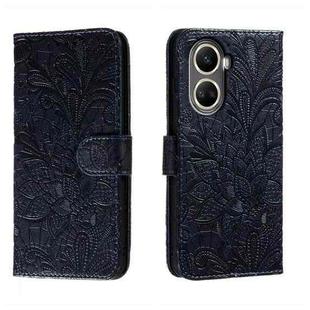 For Huawei nova 10 SE Lace Flower Embossing Flip Leather Phone Case(Dark Blue)
