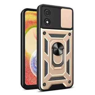 For Motorola Moto E13 4G Sliding Camera Cover Design TPU+PC Phone Case(Gold)