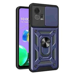 For Motorola Moto G72 Sliding Camera Cover Design TPU+PC Phone Case(Blue)