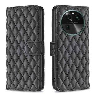 For OPPO Find X6 5G Diamond Lattice Wallet Leather Flip Phone Case(Black)