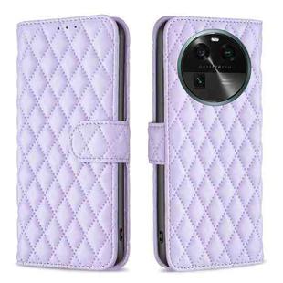 For OPPO Find X6 5G Diamond Lattice Wallet Leather Flip Phone Case(Purple)