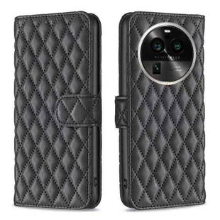 For OPPO Find X6 Pro 5G Diamond Lattice Wallet Leather Flip Phone Case(Black)