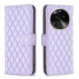 For OPPO Find X6 Pro 5G Diamond Lattice Wallet Leather Flip Phone Case(Purple)