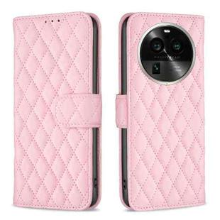 For OPPO Find X6 Pro 5G Diamond Lattice Wallet Leather Flip Phone Case(Pink)