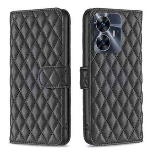 For Realme C55 Diamond Lattice Wallet Leather Flip Phone Case(Black)