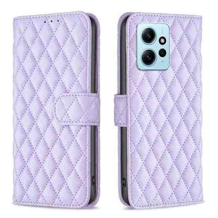 For Xiaomi Redmi Note 12 4G Global Diamond Lattice Wallet Leather Flip Phone Case(Purple)