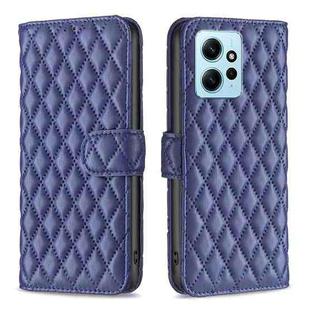 For Xiaomi Redmi Note 12 4G Global Diamond Lattice Wallet Leather Flip Phone Case(Blue)