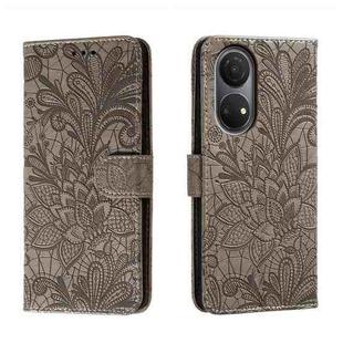 For Honor Play 30 Plus Lace Flower Embossing Flip Leather Phone Case(Grey)