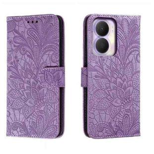 For Honor Play 40 Plus Lace Flower Embossing Flip Leather Phone Case(Purple)