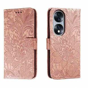 For Honor 70 Lace Flower Embossing Flip Leather Phone Case(Rose Gold)