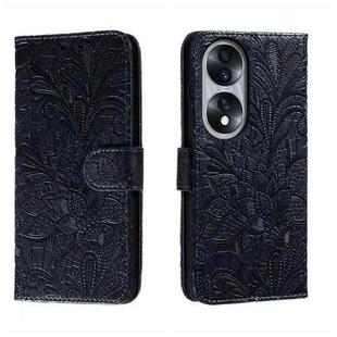 For Honor 70 Lace Flower Embossing Flip Leather Phone Case(Dark Blue)