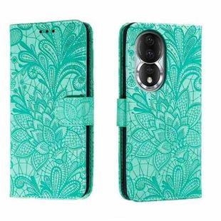 For Honor 80 Lace Flower Embossing Flip Leather Phone Case(Green)