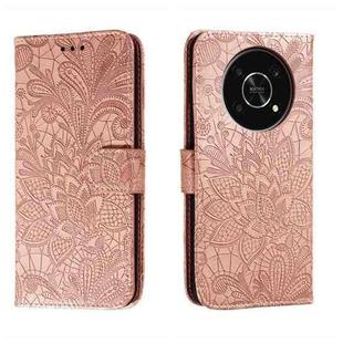 For Honor X30 5G Lace Flower Embossing Flip Leather Phone Case(Rose Gold)