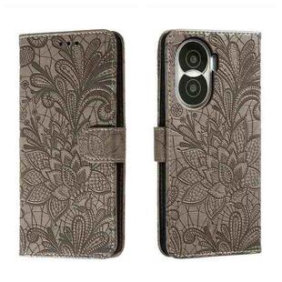 For Honor X40i Lace Flower Embossing Flip Leather Phone Case(Grey)