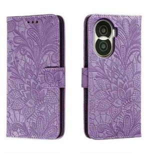 For Honor X40i Lace Flower Embossing Flip Leather Phone Case(Purple)