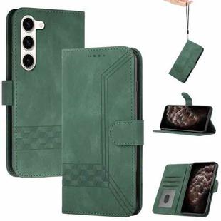 For Samsung Galaxy S23 5G Cubic Skin Feel Flip Leather Phone Case(Green)