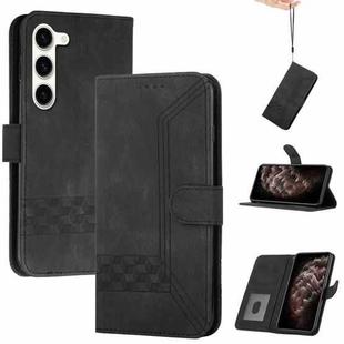 For Samsung Galaxy S23 5G Cubic Skin Feel Flip Leather Phone Case(Black)