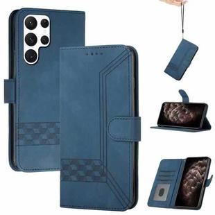 For Samsung Galaxy S23 Ultra 5G Cubic Skin Feel Flip Leather Phone Case(Blue)