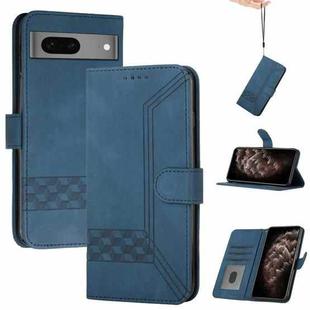 For Google Pixel 7 5G Cubic Skin Feel Flip Leather Phone Case(Blue)