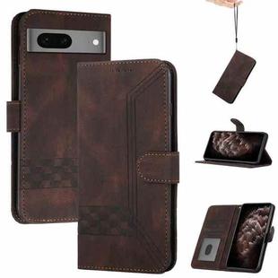 For Google Pixel 7 5G Cubic Skin Feel Flip Leather Phone Case(Brown)