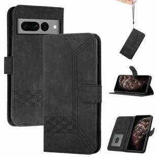 For Google Pixel 7 Pro 5G Cubic Skin Feel Flip Leather Phone Case(Black)