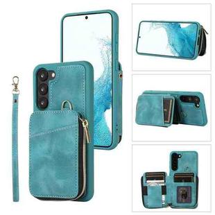 For Samsung Galaxy S23 5G Zipper Card Bag Back Cover Phone Case(Turquoise)