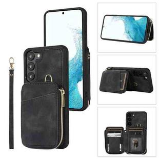 For Samsung Galaxy S23+ 5G Zipper Card Bag Back Cover Phone Case(Black)