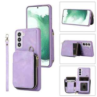 For Samsung Galaxy S22+ 5G Zipper Card Bag Back Cover Phone Case(Purple)