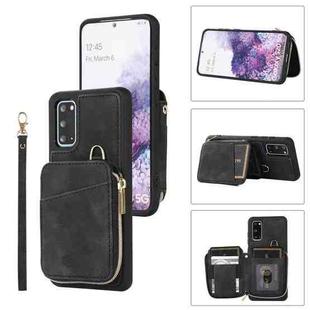 For Samsung Galaxy S20 Zipper Card Bag Back Cover Phone Case(Black)