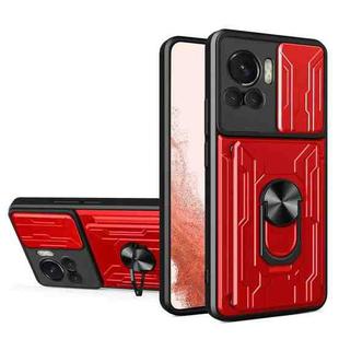 For Motorola Edge 30 Ultra 5G / Moto X30 Pro Sliding Camshield TPU+PC Phone Case with Card Slot(Red)