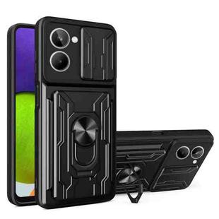 For Realme 10 4G Sliding Camshield TPU+PC Phone Case with Card Slot(Black)