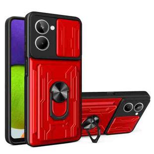 For Realme 10 4G Sliding Camshield TPU+PC Phone Case with Card Slot(Red)