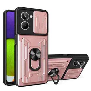 For Realme 10 4G Sliding Camshield TPU+PC Phone Case with Card Slot(Rose Gold)