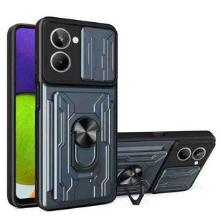 For Realme 10 4G Sliding Camshield TPU+PC Phone Case with Card Slot(Grey)