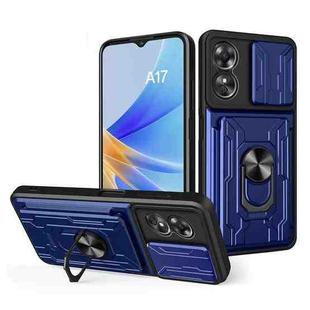 For OPPO A17 4G Sliding Camshield TPU+PC Phone Case with Card Slot(Blue)